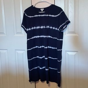 Navy Blue J Crew Tie Dye T Shirt Dress XL